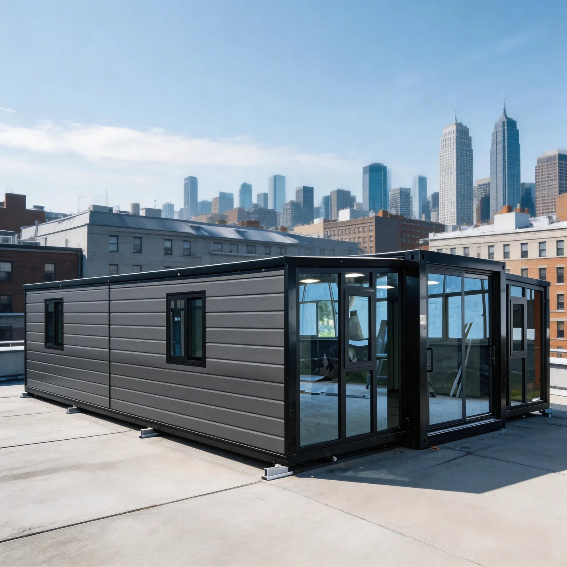Casa modular expandible de contenedor de acero de ensamblaje rápido, de larga duración, con electrodomésticos, casa prefabricada