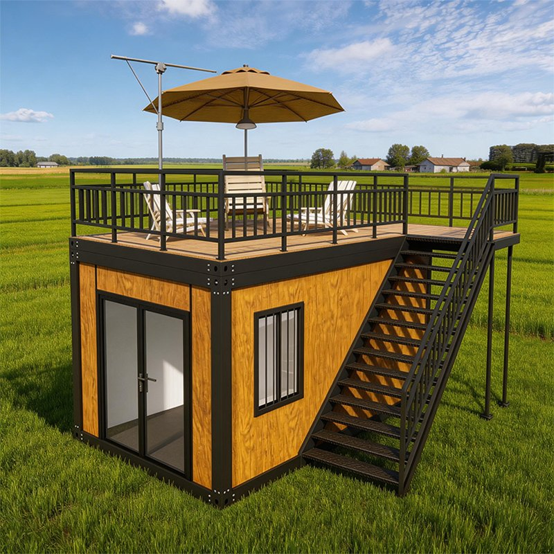 Casa modular de contenedor para camping simple y cómodo, uso en resort al aire libre, casa modular, casa pequeña, casa prefabricada