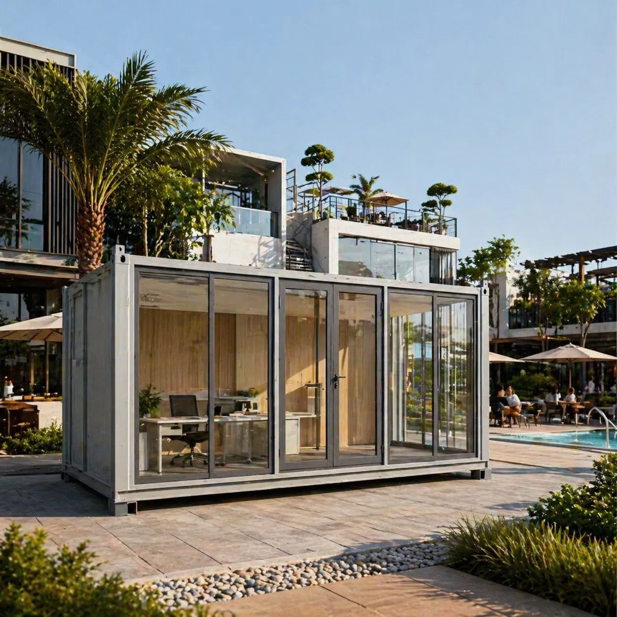 Casa Contenedor Modular Portátil para Oficina, Tienda y Vivienda al Aire Libre