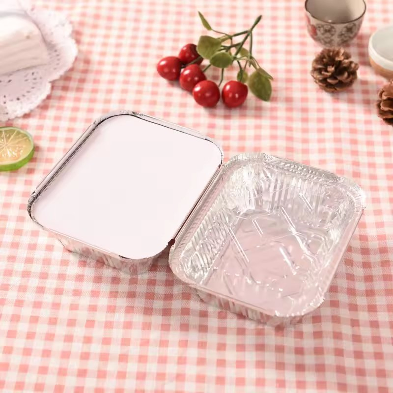 Butf-Re150 450ml Caja de Almuerzo Desechable de Aluminio en Forma de Cuadrado para Llevar Tienda Contenedor de Aluminio