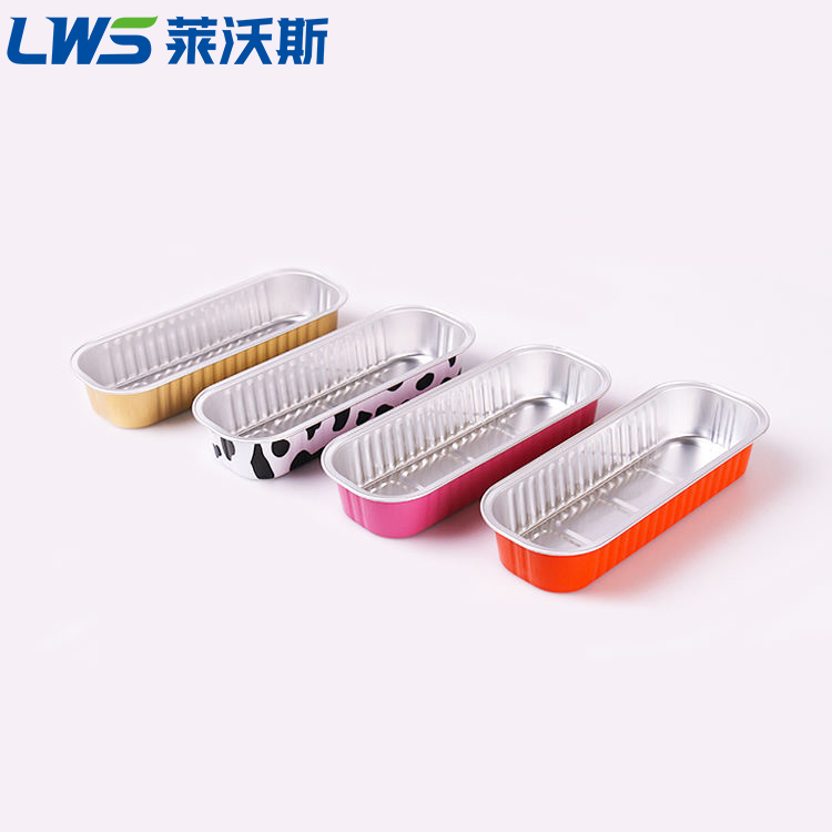 Contenedor de comida desechable 200ml para postres, rectangular, para llevar, de aluminio coloreado