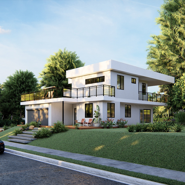 Casa prefabricada de marco de acero ligero villa de lujo construida con estructura de acero según estándares de Au/EE. UU./CE
