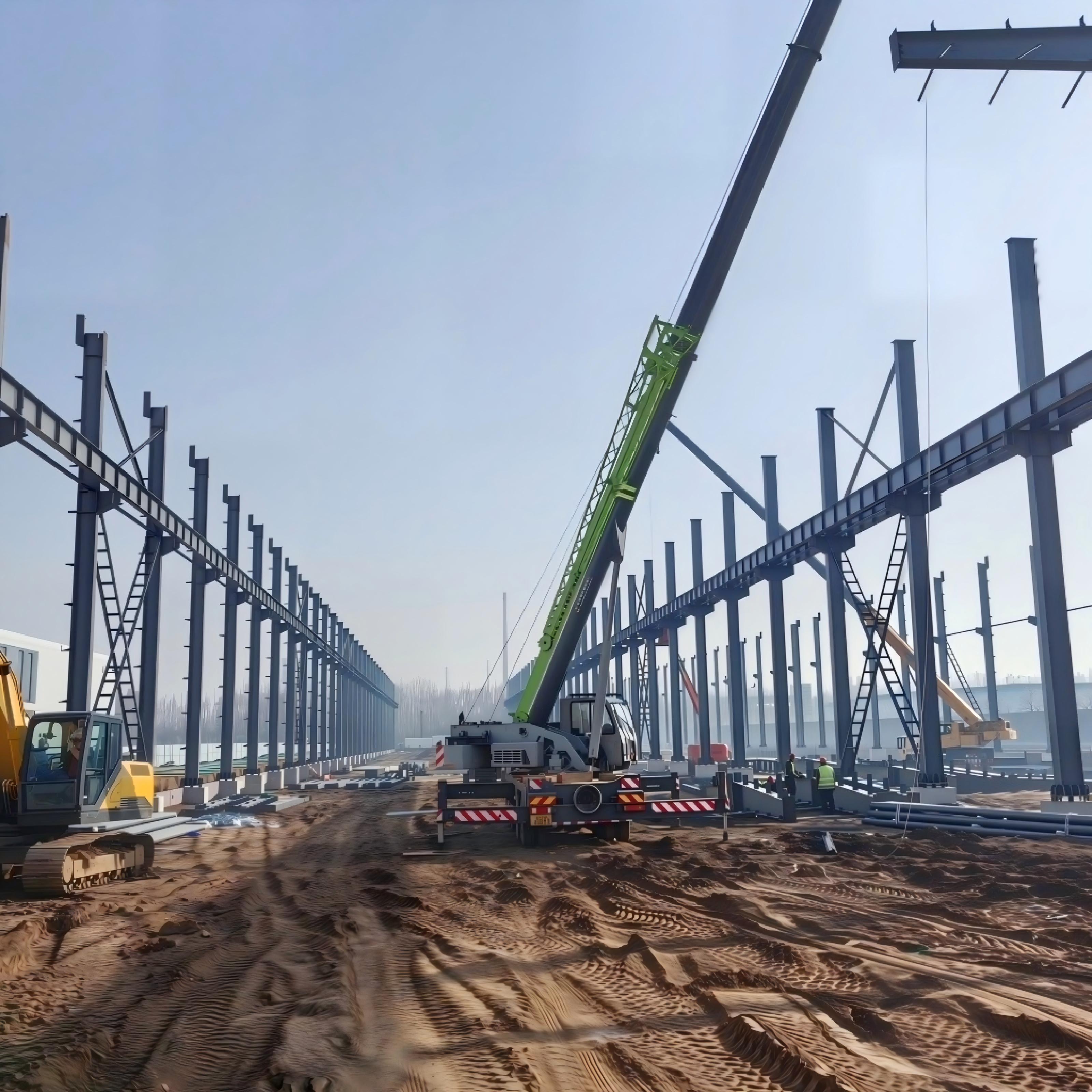 Prefabricated Wide Span Steel Structure Workshop Building Custom H Section Steel Frame Factory for Heavy Industry Manufacturing