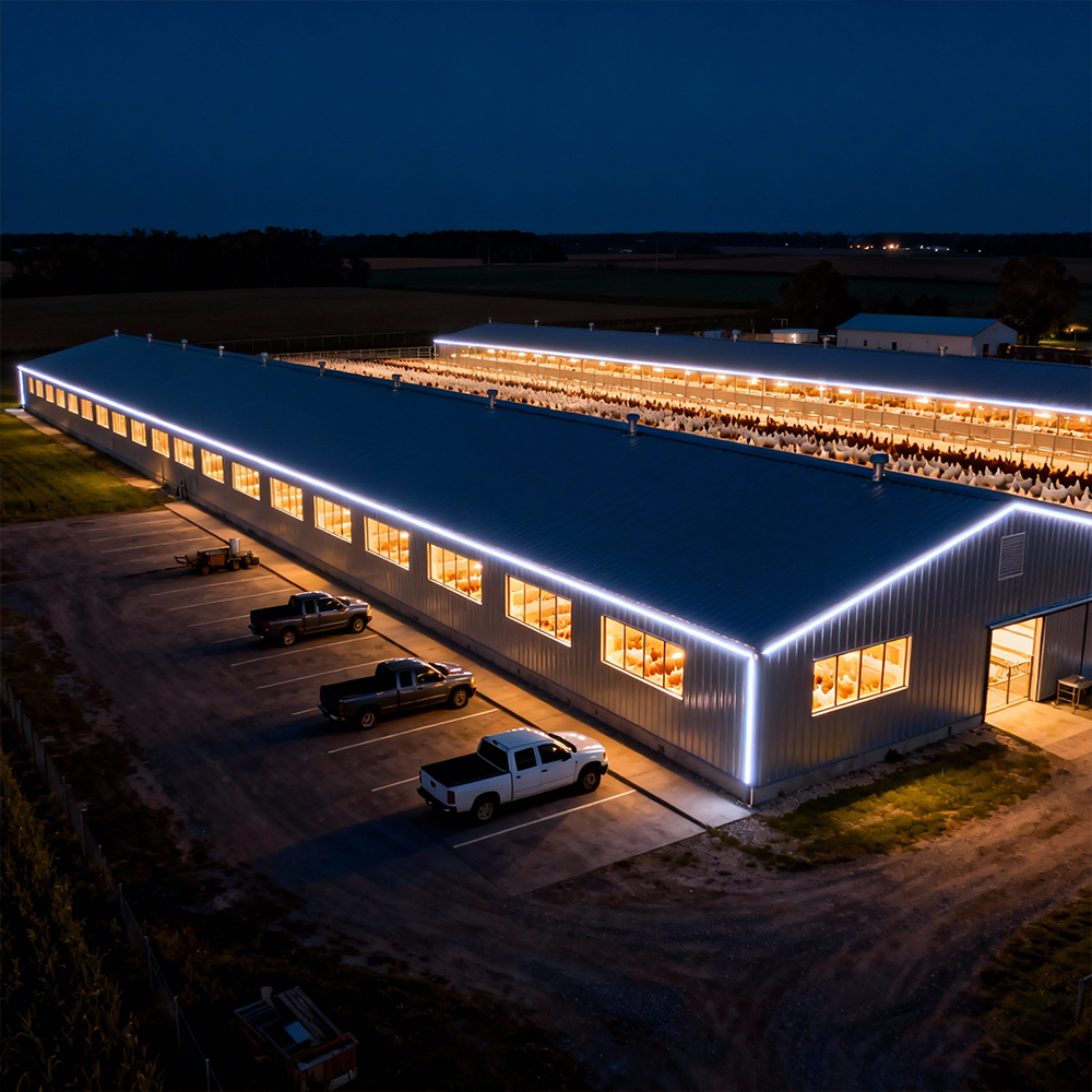 1000 Sqm Light Steel Prefab Building Design Prefabricated Modular Poultry House Automatic Industrial Chicken Coop