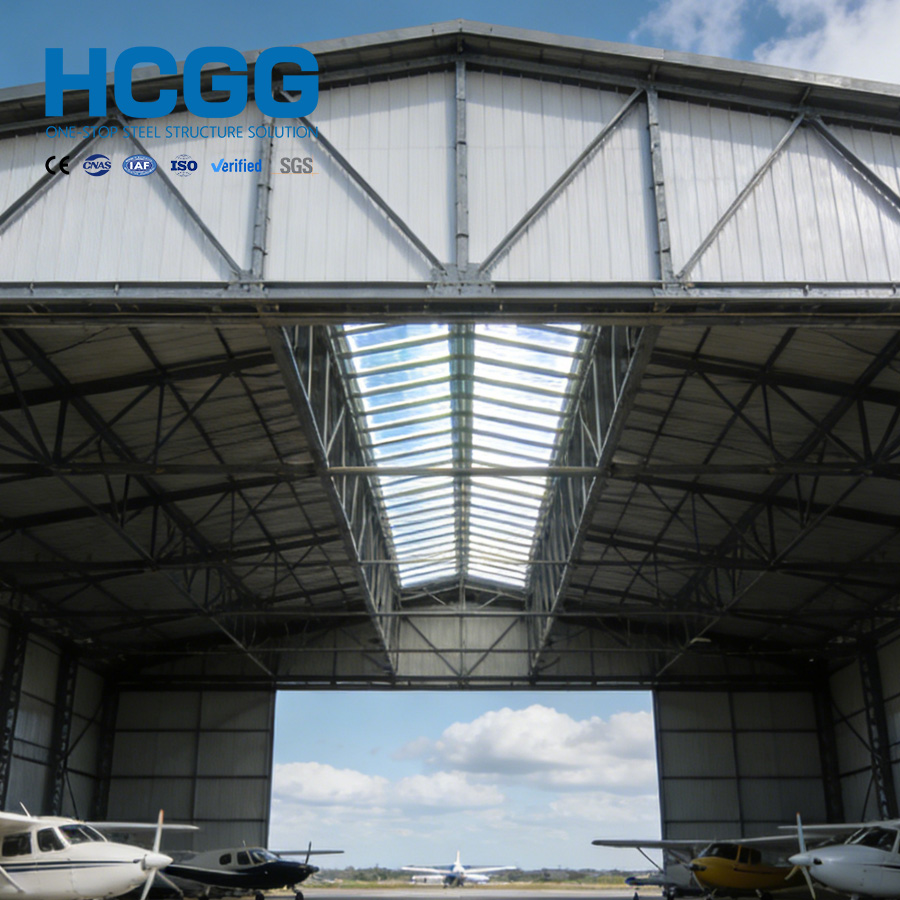 Prefabricated Steel Structure Aircraft Hangar H-Beam Frame Airplane Private Jet Storage Maintenance Airport Warehousing Project