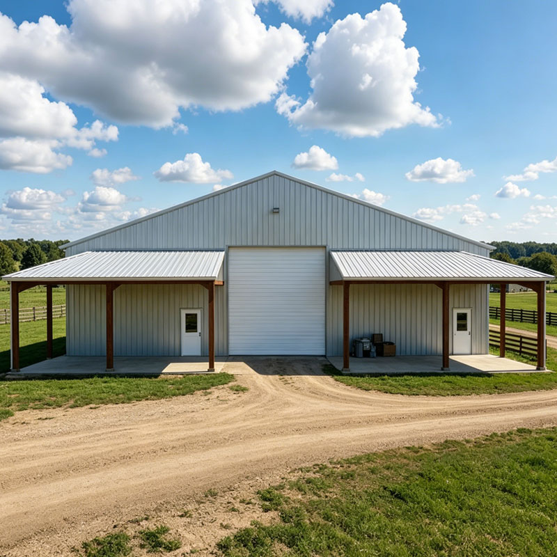 Cheap Prefabricated Machinery Shed 3200 Sq Ft Steel Structure Storage Warehouse Low Cost Metal Steel Building Clear Span Layout