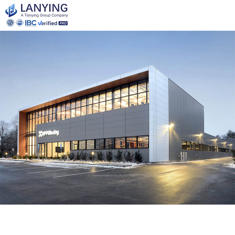 Shenyang Lanying Steel Structure Office Building Metal Frame Apartment Prefabricated Car Showroom With Glass Curtain Design