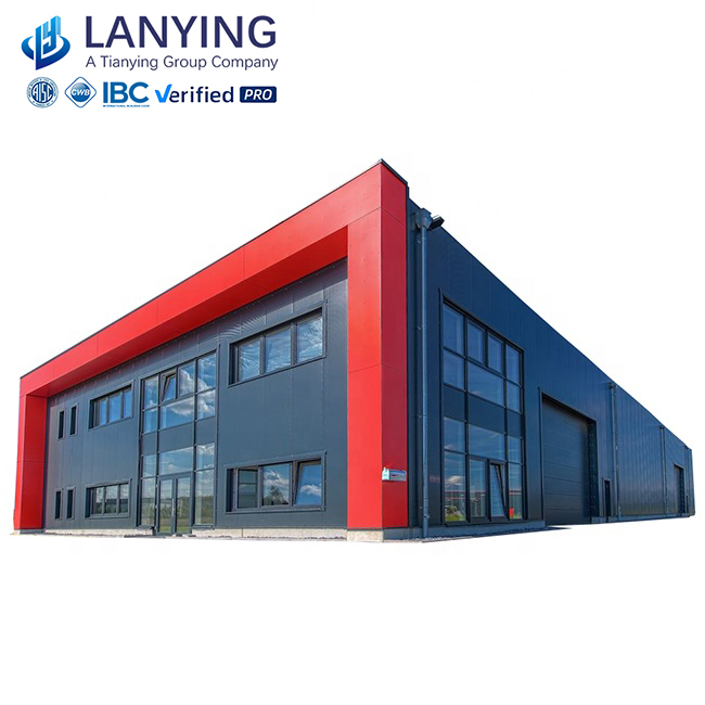 Shenyang Lanying Steel Structure Office Building Metal Frame Apartment Prefabricated Car Showroom With Glass Curtain Design
