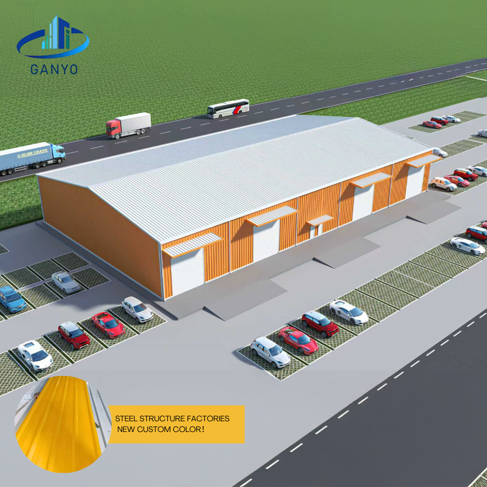 New Custom Color Steel Prefabricated Steel Warehouse Building for 1000+ Square Meter Storage and Small Industrial Projects