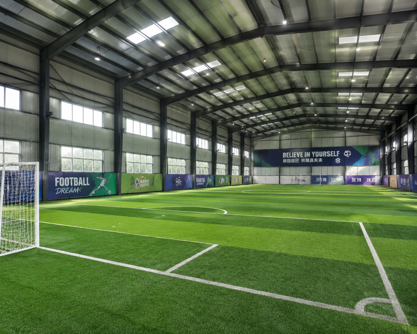 Customized Prefabricated Steel Structure Sports Hall for Football Stadium and Steel Workshop Heavy Duty Long-span Grid Design