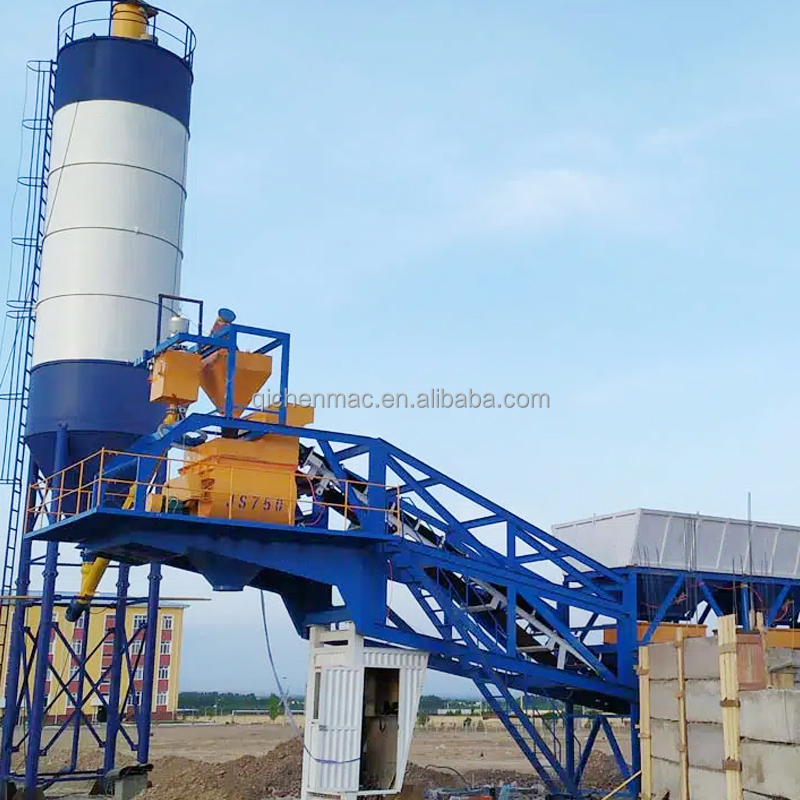25 M3/h Fully Automatic Mobile PLC Controlled Concrete Batching And Mixing Plant With Lift Hopper High Capacity Engine &amp; Pump
