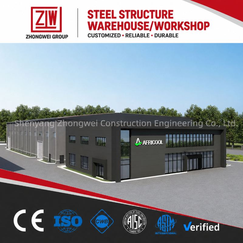 ZW Modern Prefab Steel Structure Building Metal Building Prefabricated Warehouse/Workshop/Aircraft Hangar/Office Building