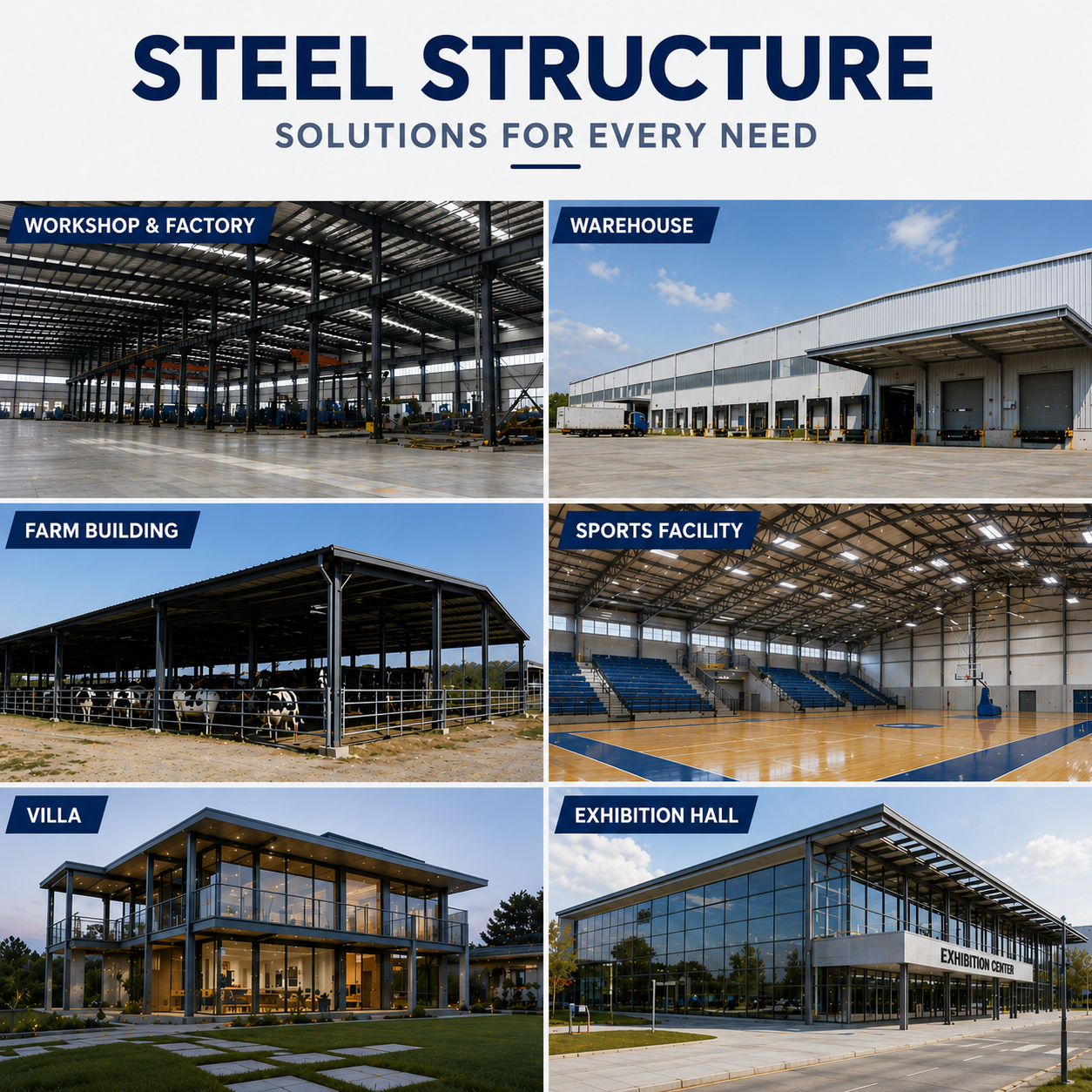 Low Maintenance Long Life Steel Structure Warehouse for Agricultural Grain Storage Farm Machinery Shed Steel Structure