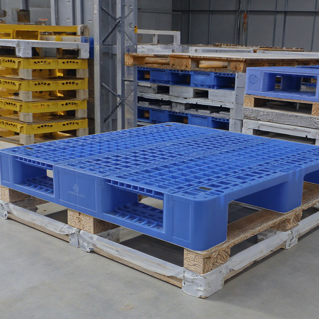 Customizable Eco-friendly Heavy-Duty HDPE Mesh Gird Grilled Steel Reinforced Automated Warehouse Euro 4-Way Entry Euro Pallet