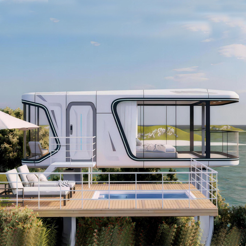 New Design Modular Light Steel Capsule Tiny House with Kitchen &amp; Bathroom Quick Assembly Luxury Villa for Hotel Use