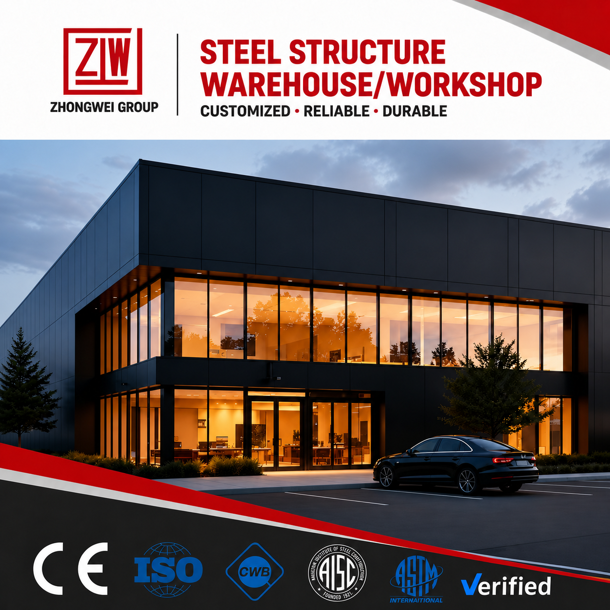 Zhongwei Low Cost Prefab Warehouse Easy Assemble Prefabricated Warehouse Buildings Factory Buildings