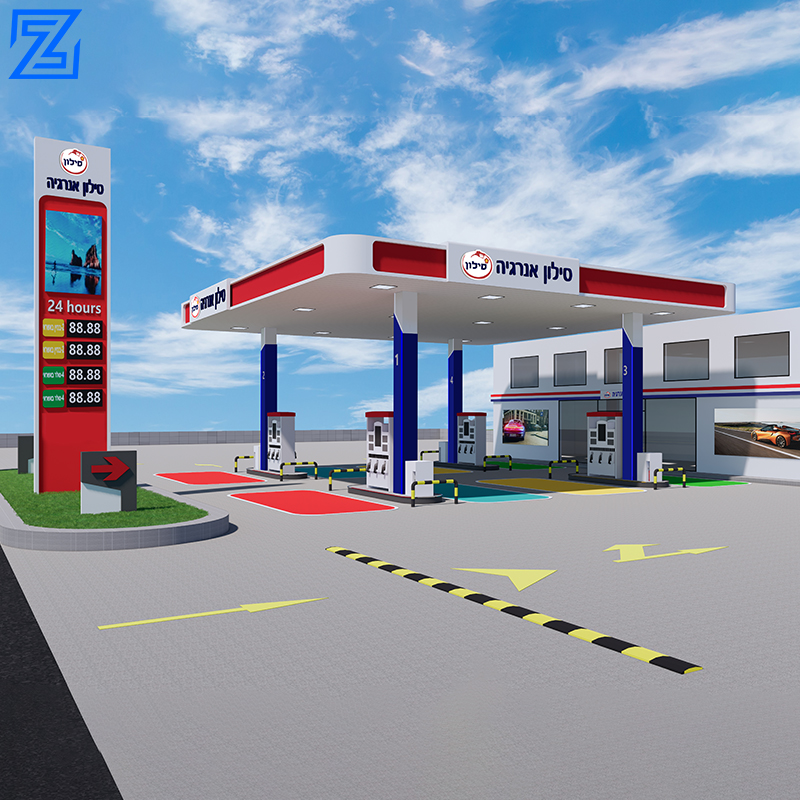 Electric Gas Station Design Roof Fuel Station Canopy Aluminum Canopy Custom Gas Station Canopy With LED Lights 110-240V