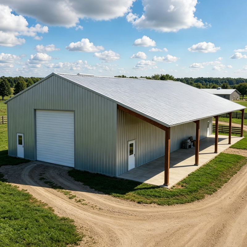 Cheap Prefabricated Machinery Shed 3200 Sq Ft Steel Structure Storage Warehouse Low Cost Metal Steel Building Clear Span Layout