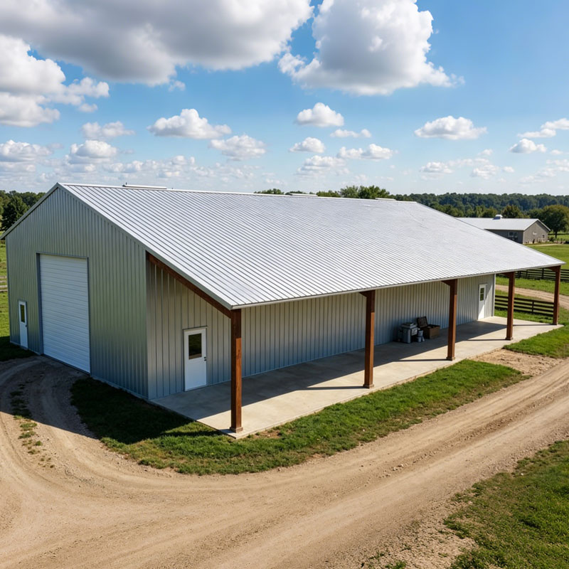 Cheap Prefabricated Machinery Shed 3200 Sq Ft Steel Structure Storage Warehouse Low Cost Metal Steel Building Clear Span Layout