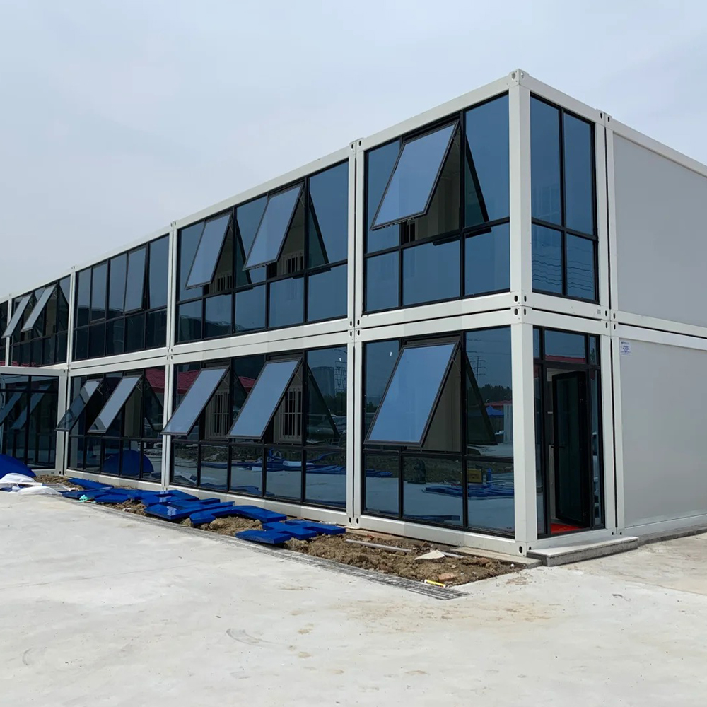 Galvanized Aluminum Structure Modern Design Prefabricated Square Steel Frame Flat Pack Container House Office Building Hotel