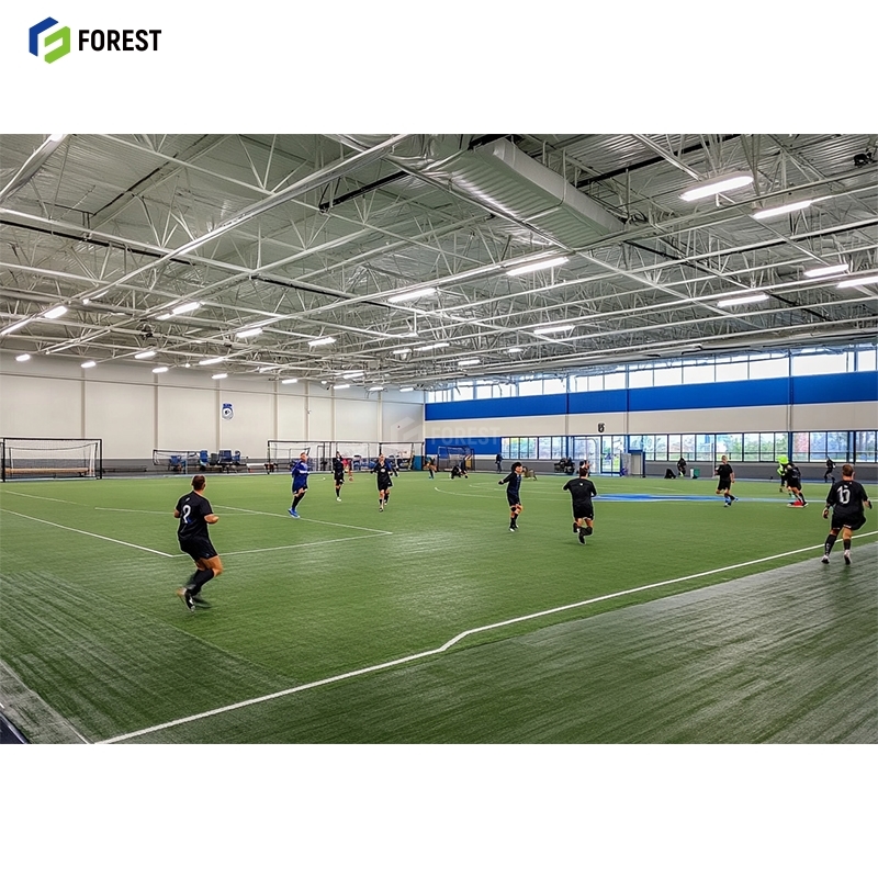 Prefabricated Steel Structure Sports Hall-Heavy Duty Long-span Grid Welding Steel Workshop for Indoor Football Stadium