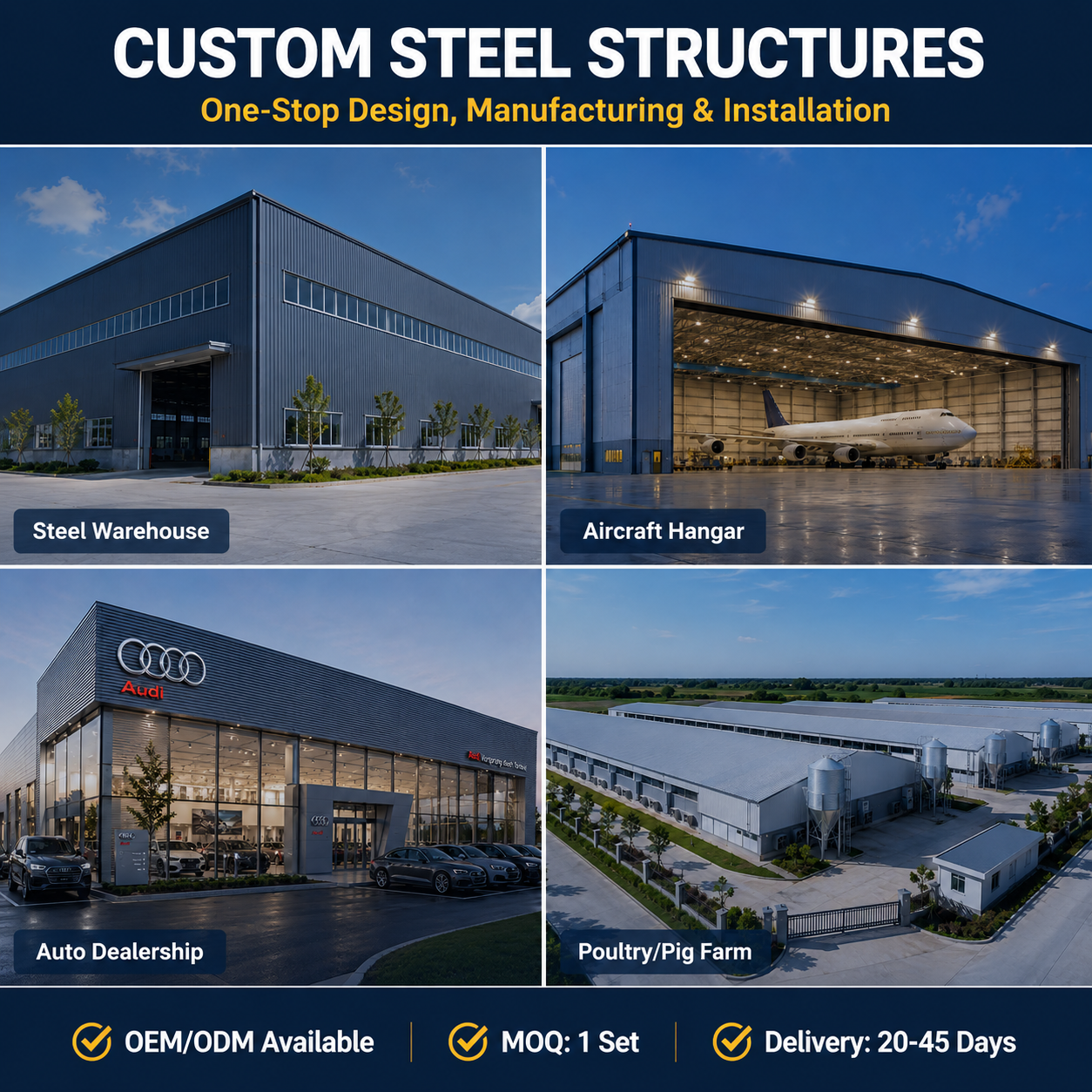 Modern Prefabricated Steel Structure Commercial Building Multi-story Industrial Office Shopping Mall Showroom Design