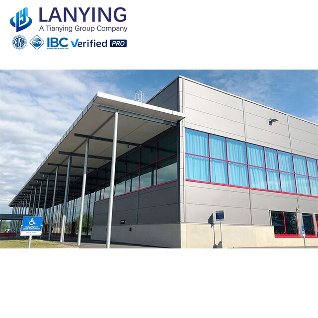 Shenyang Lanying Steel Structure Office Building Metal Frame Apartment Prefabricated Car Showroom With Glass Curtain Design