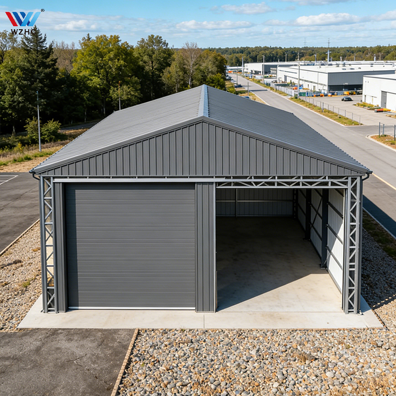 Prefabricated Semi Open Design Steel Warehouse Specialized for Large Equipment Storage and Parking in Factories Semi Open