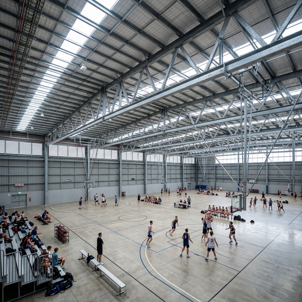 Customized Prefabricated Steel Structure Sports Hall for Football Stadium and Steel Workshop Heavy Duty Long-span Grid Design