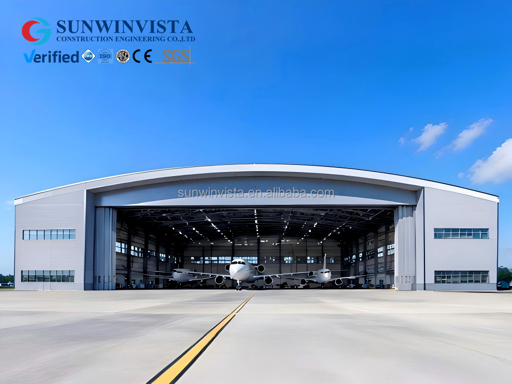 Customized Modern Prefabricated Steel Structure Aircraft Hangar Eps Sandwich Panel Airplane Storage Industrial Construction High