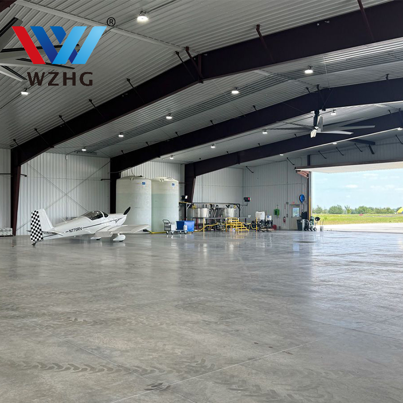 Balanced Prefabricated Aircraft Hangar Facility Following French Eurocode Standards Base-metal Large Scale Aviation Building