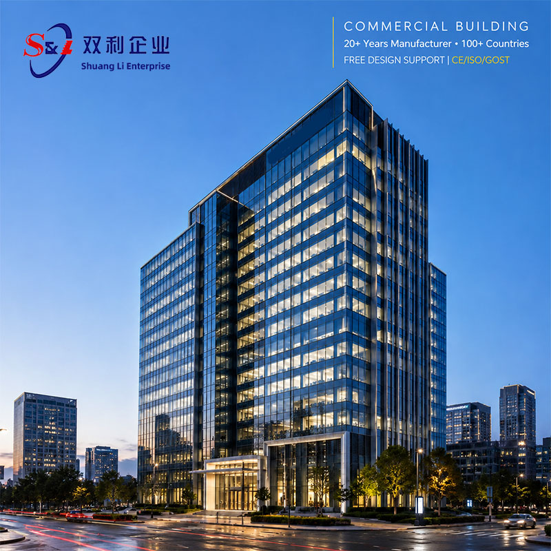 Modern Prefabricated Steel Structure Commercial Building Multi-story Industrial Office Shopping Mall Showroom Design