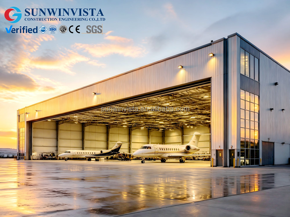 Customized Modern Prefabricated Steel Structure Aircraft Hangar Eps Sandwich Panel Airplane Storage Industrial Construction High