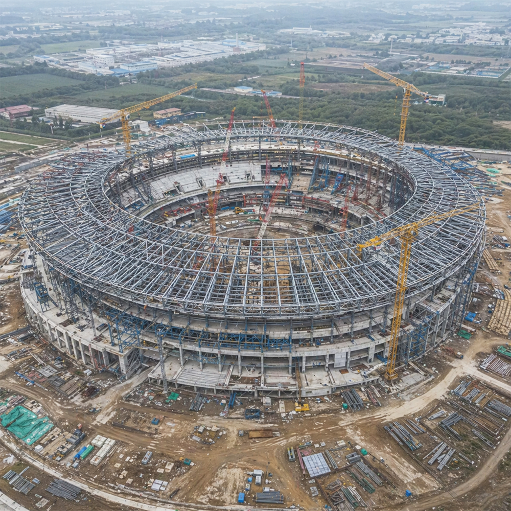 Modern Designed Prefabricated Steel Frame Stadium Sports Venue Large Scale Steel Construction Building for Public Gym Project