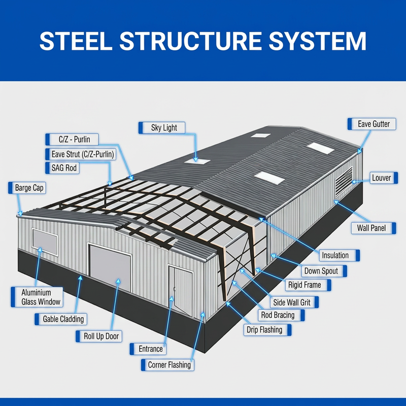 High-Rise Steel Structure Workshop Warehouse Multi-Story Industrial Steel Building Prefab Workshop Fast Construction