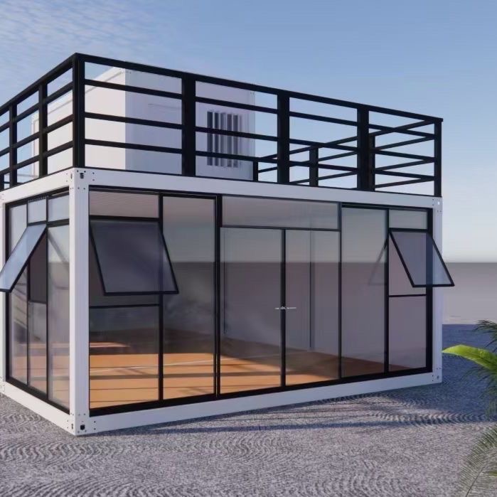 Custom Glass Fast Assembly Container House Prefabricated Modular Office Portable Studio Mobile Showroom Exhibition Room
