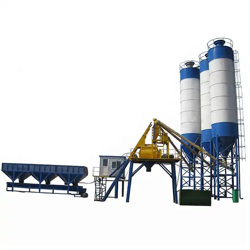 25 M3/h Fully Automatic Mobile PLC Controlled Concrete Batching And Mixing Plant With Lift Hopper High Capacity Engine &amp; Pump