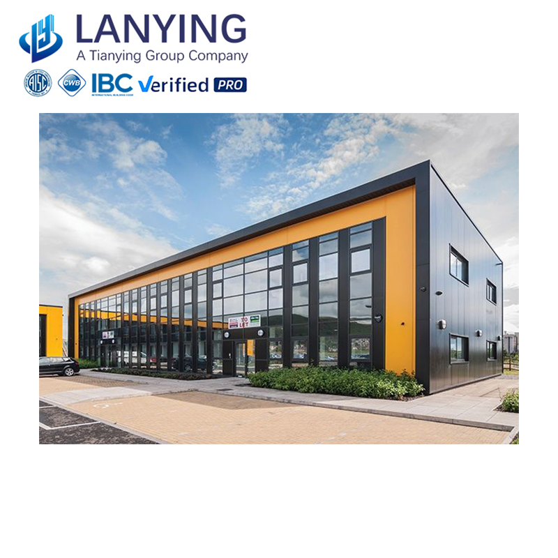 Shenyang Lanying Steel Structure Office Building Metal Frame Apartment Prefabricated Car Showroom With Glass Curtain Design
