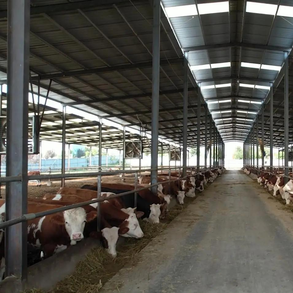Durable Prefabricated Steel Building for Integrated Cattle Breeding and Agricultural Storage Facility