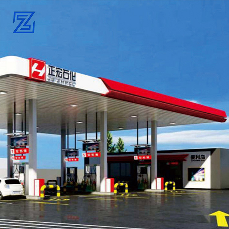 Electric Gas Station Design Roof Fuel Station Canopy Aluminum Canopy Custom Gas Station Canopy With LED Lights 110-240V