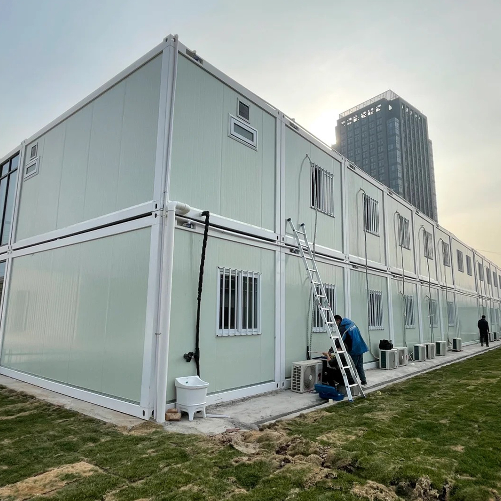Galvanized Aluminum Structure Modern Design Prefabricated Square Steel Frame Flat Pack Container House Office Building Hotel