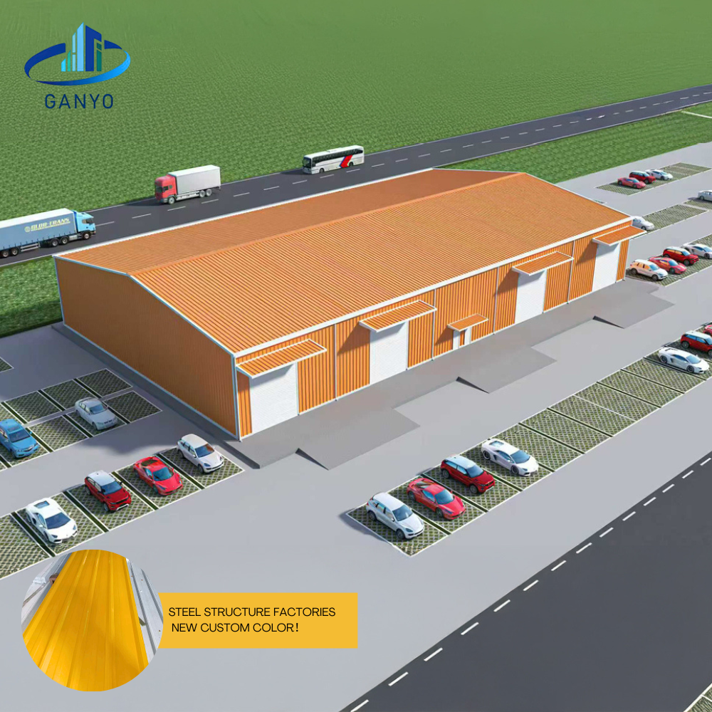New Custom Color Steel Prefabricated Steel Warehouse Building for 1000+ Square Meter Storage and Small Industrial Projects