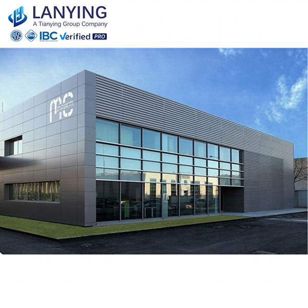 Shenyang Lanying Steel Structure Office Building Metal Frame Apartment Prefabricated Car Showroom With Glass Curtain Design