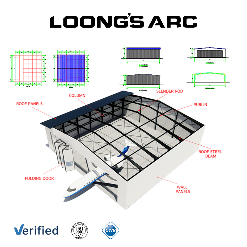 China Manufacturer Cheap Prefabricated Buildings Steel Structure Private Airplane Aircraft Hangar