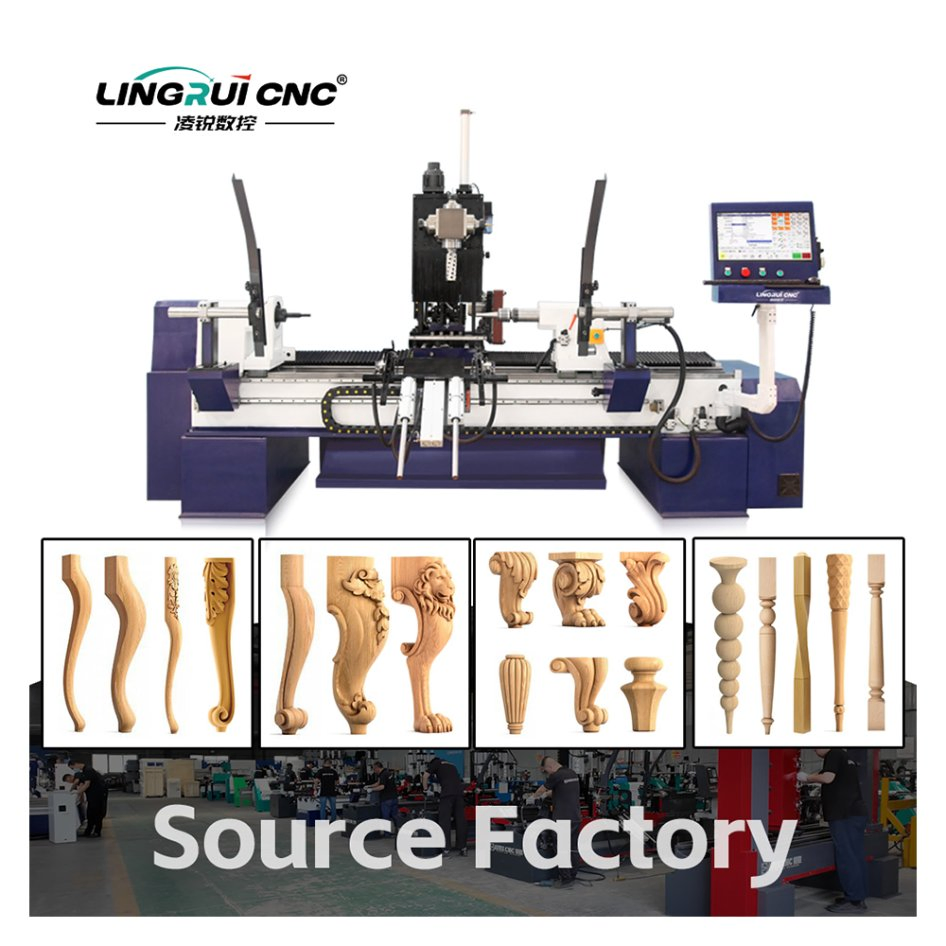 China Factory Five-Axis Auto Feeding CNC Wooden Turning Lathe Machine
