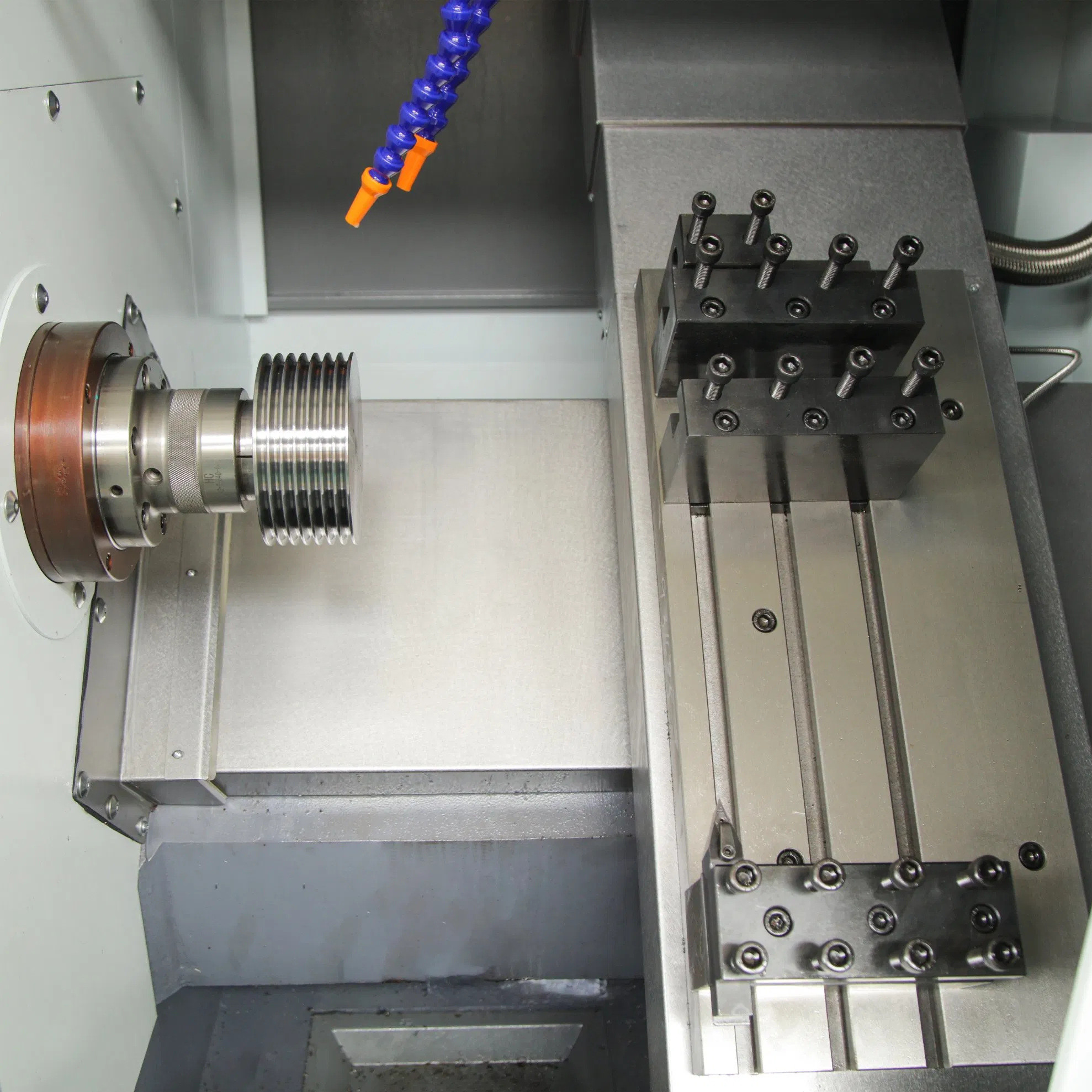 Compact High-Precision Horizontal Slant-Bed Gang Tool CNC Lathe