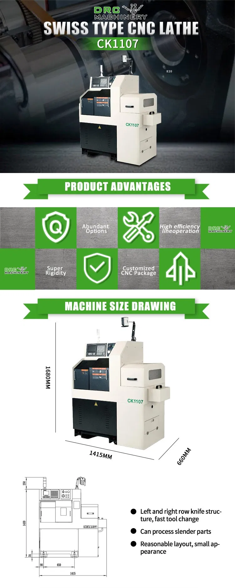 Swiss Type CNC Lathe Detail 1
