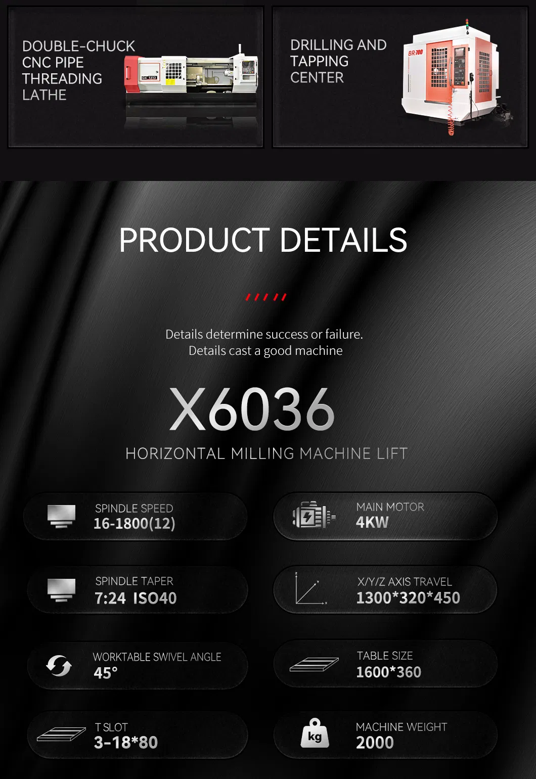 X6036 Milling Machine Side View
