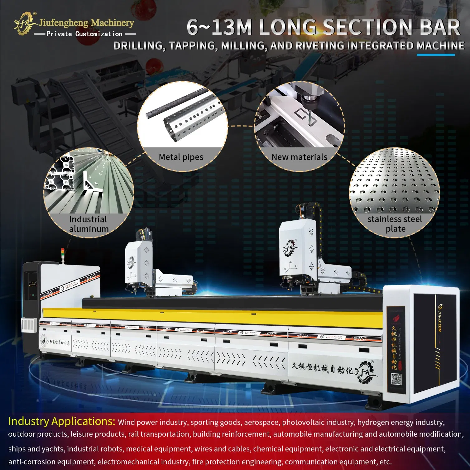 FRP Fiberglass PU Polyurethane Profile CNC Drilling Tapping Milling Cutting Machine Center