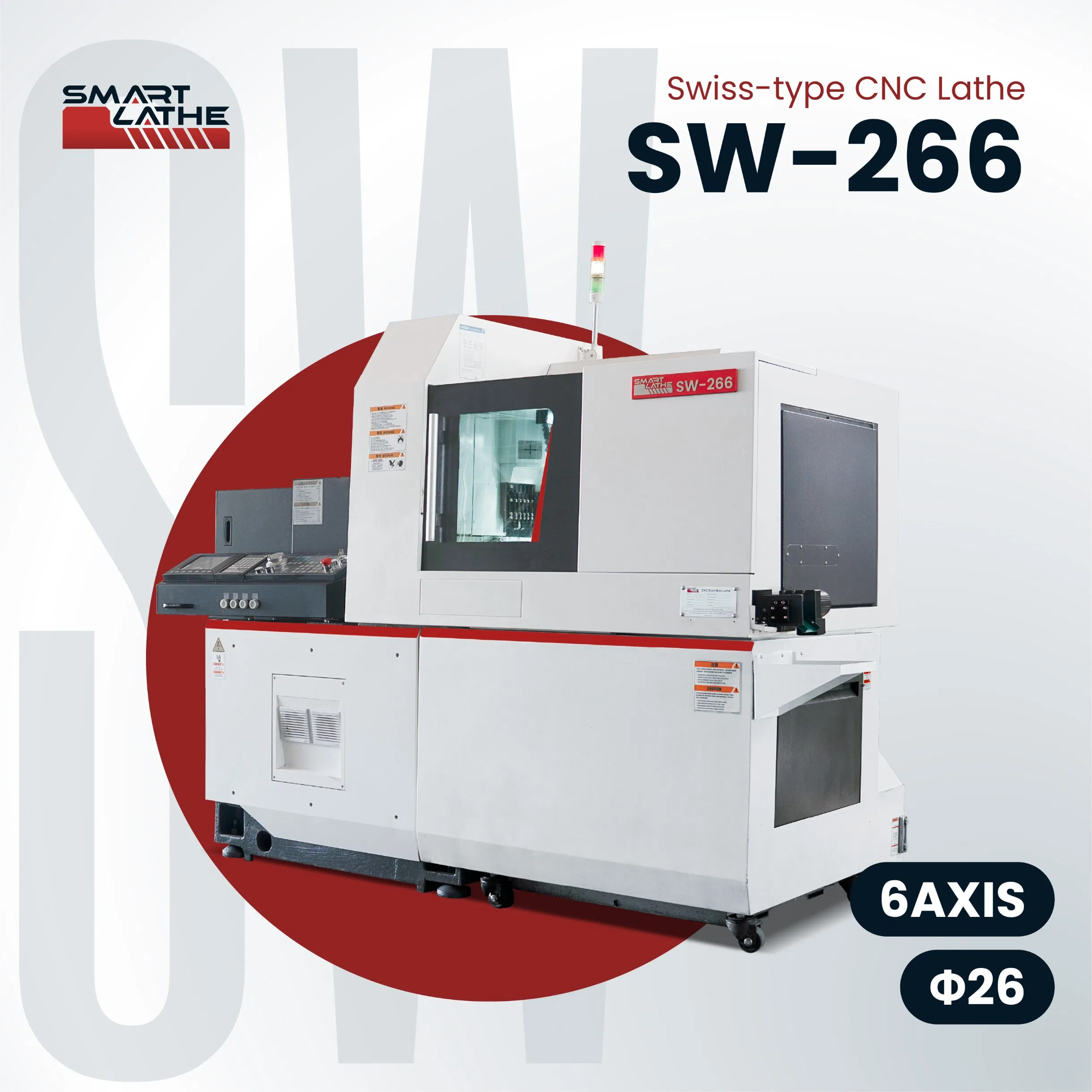 Horizontal Flat Bed CNC Lathe Machine with Bar Feeder Guide Bushing Turning and Milling Sub-Spindle Swiss Type CNC Lathe.